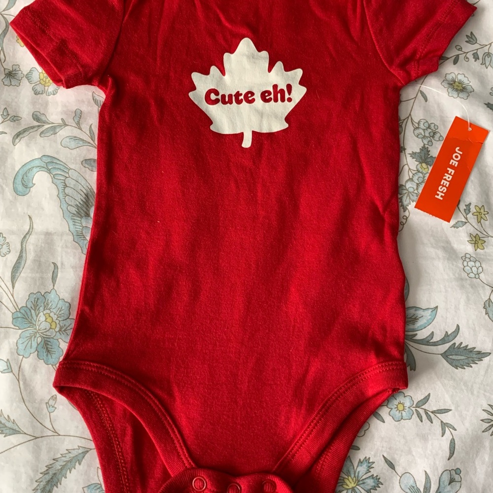 Joe Fresh Red 'Cute Eh!' Baby Bodysuit
